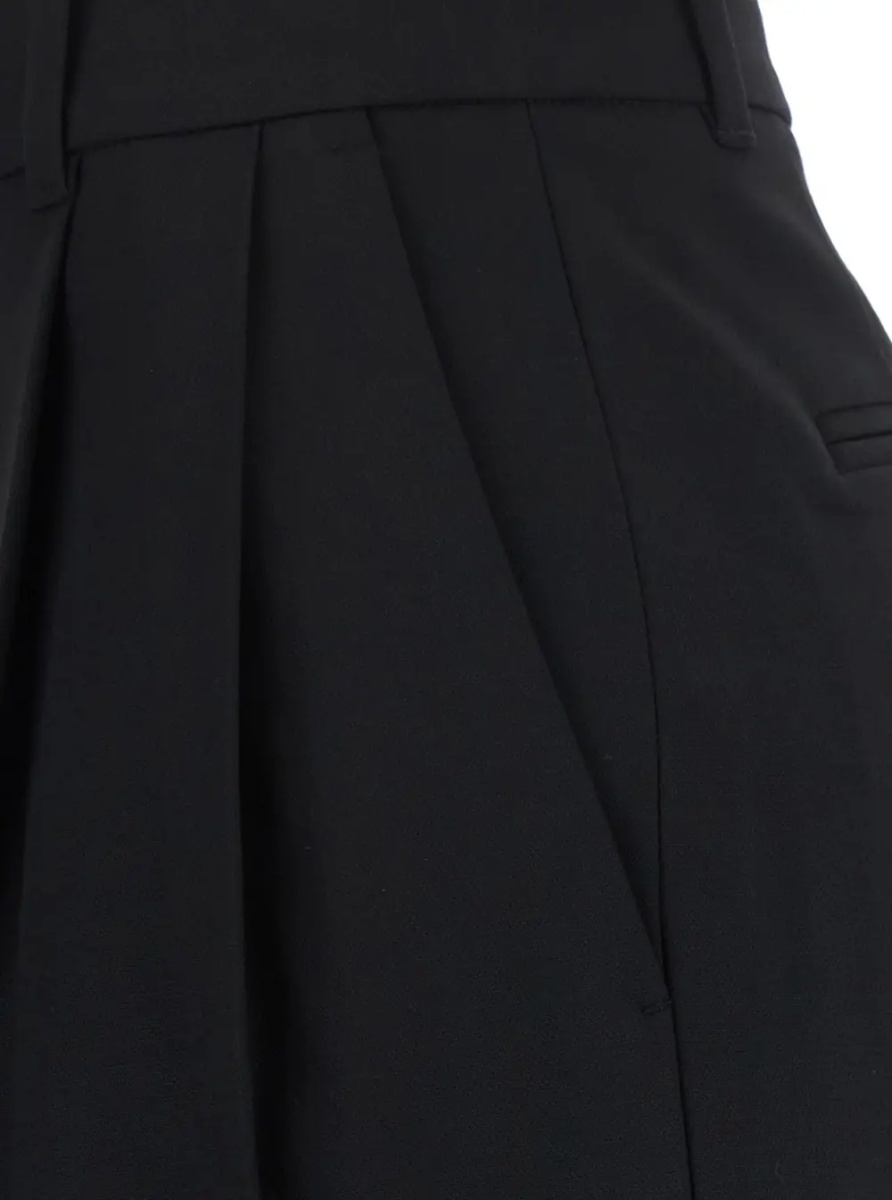 Pantaloni DOUBLE PLEATED WIDE SLACKS with high waist and side pockets in black tech fabric for men - Img 3