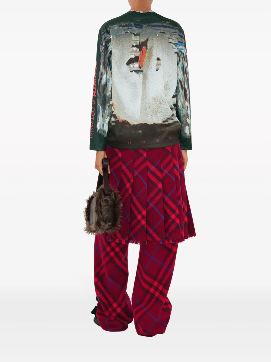 Pantaloni drepti Burberry rosii din lana - Img 4