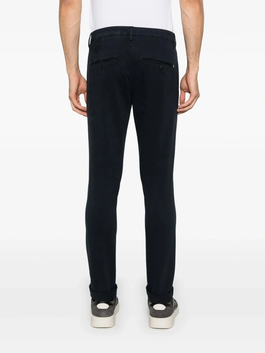 Pantaloni drepti Dondup albastri din polyester si bumbac - Img 4