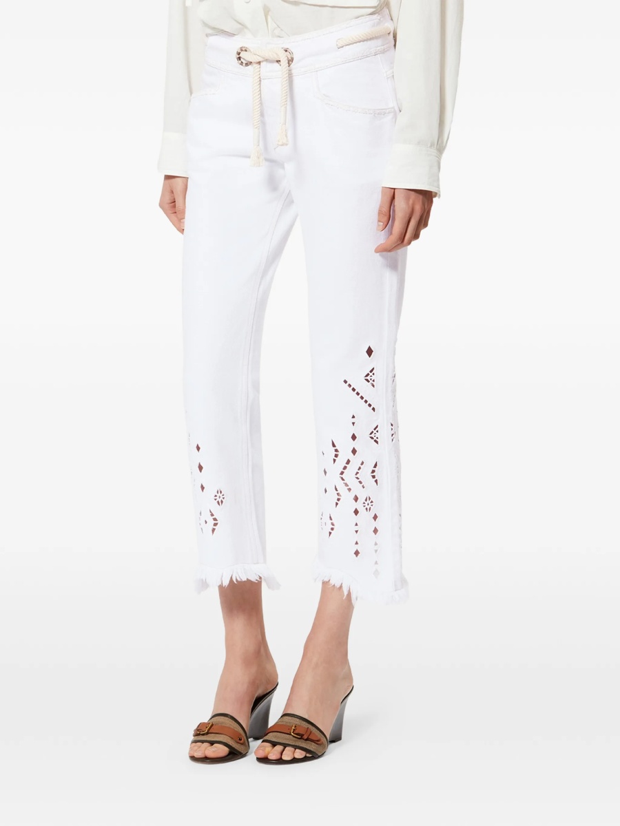 Pantaloni drepti Isabel Marant albi - Img 3