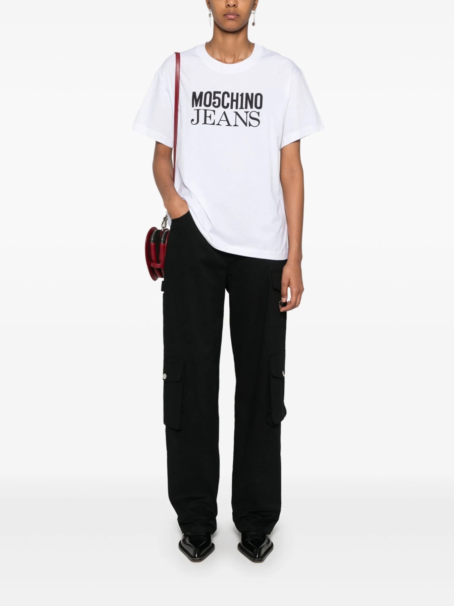 Pantaloni drepti MOSCHINO JEANS negri din elastan si bumbac - Img 2