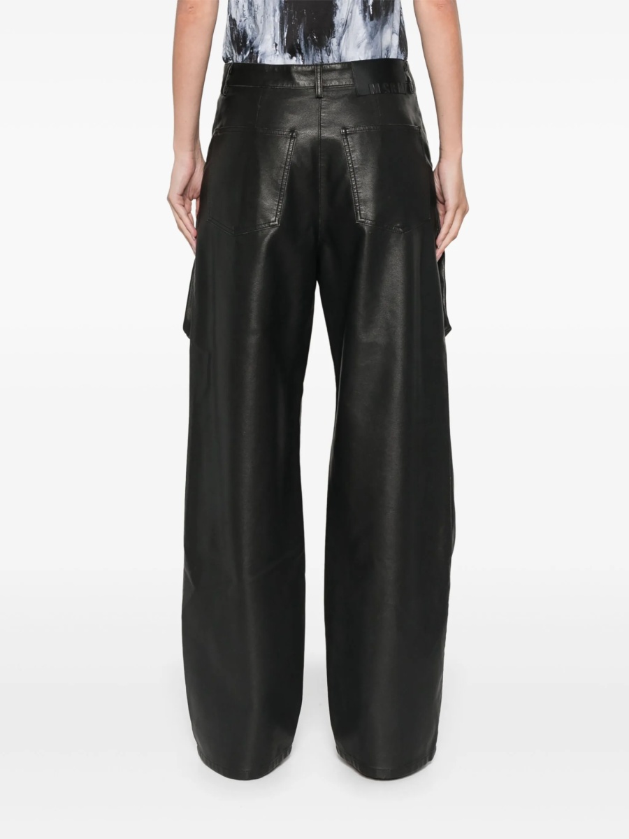 Pantaloni drepti MSGM negri din vascoza si fibre - Img 4