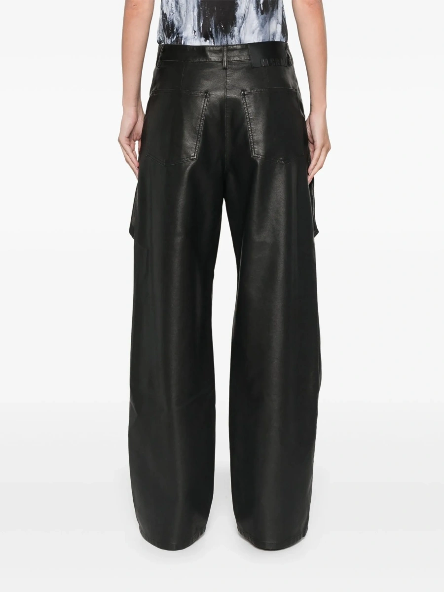 Pantaloni drepti MSGM negri din vascoza si fibre - Img 4