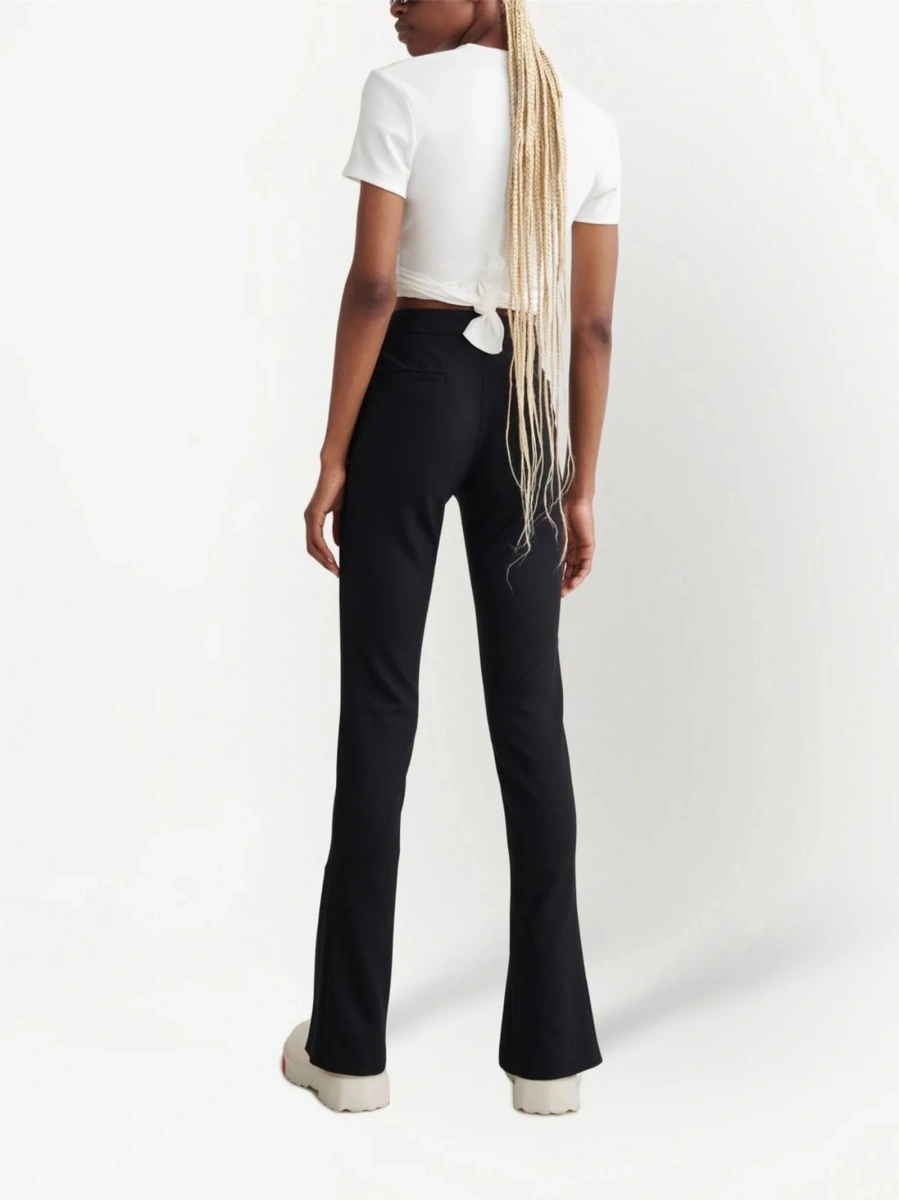 Pantaloni drepti Off-White negri din elastan si polyester - Img 4