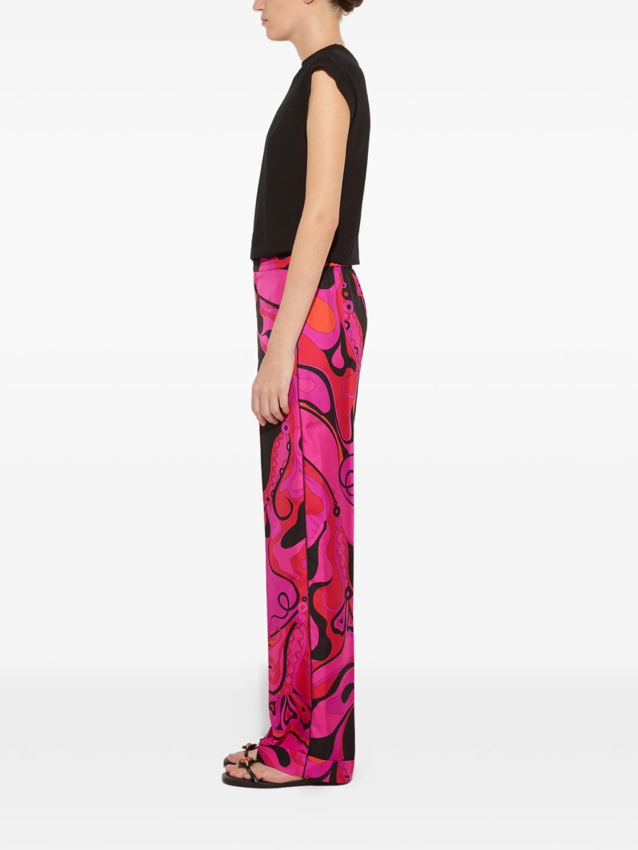 Pantaloni drepti PUCCI roz din matase - Img 3