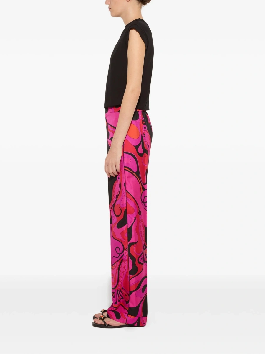 Pantaloni drepti PUCCI roz din matase - Img 3