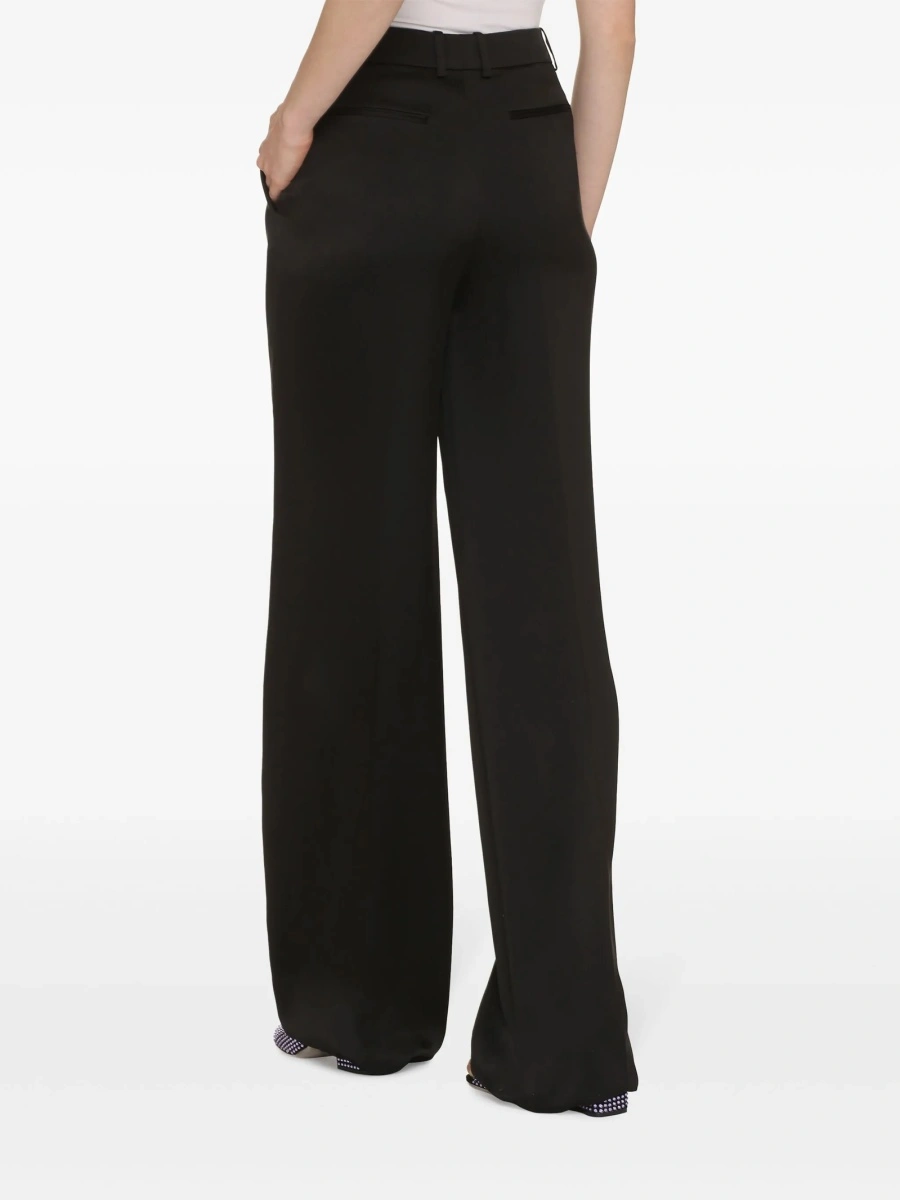Pantaloni drepti Saint Laurent negri din matase - Img 3