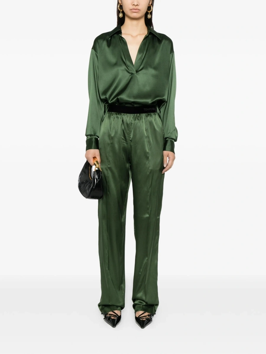 Pantaloni drepti Tom Ford verzi - Img 2