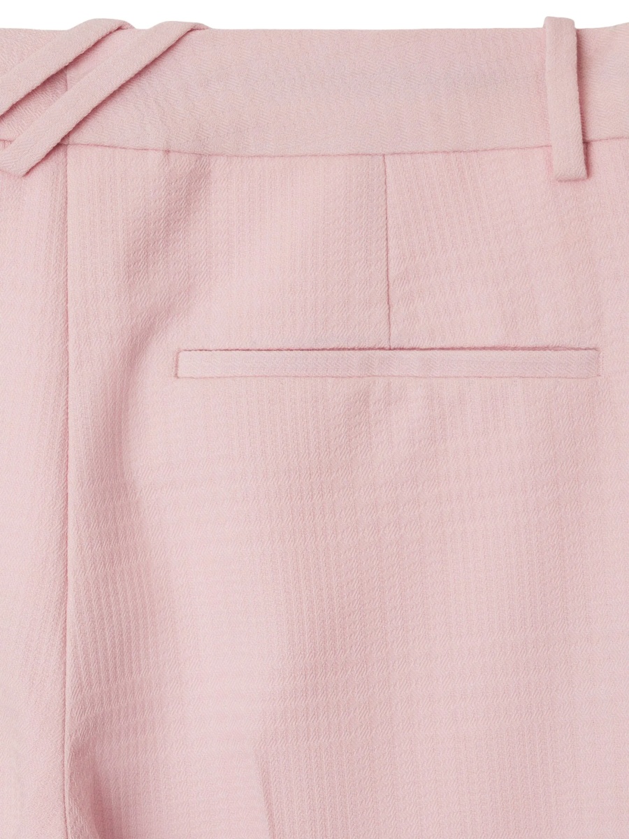 Pantaloni eleganti Burberry roz din lana si corn - Img 4