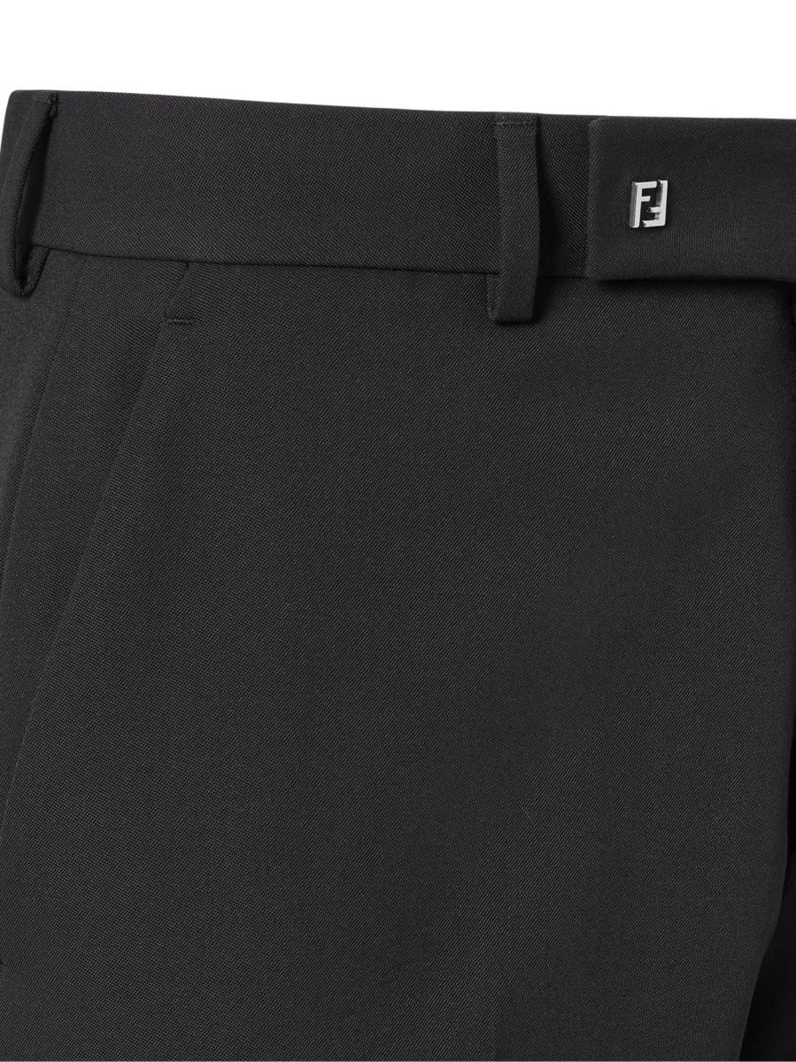 Pantaloni eleganti Fendi negri din lana si bumbac - Img 3