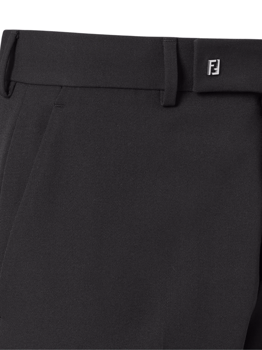 Pantaloni eleganti Fendi negri din lana si bumbac - Img 3