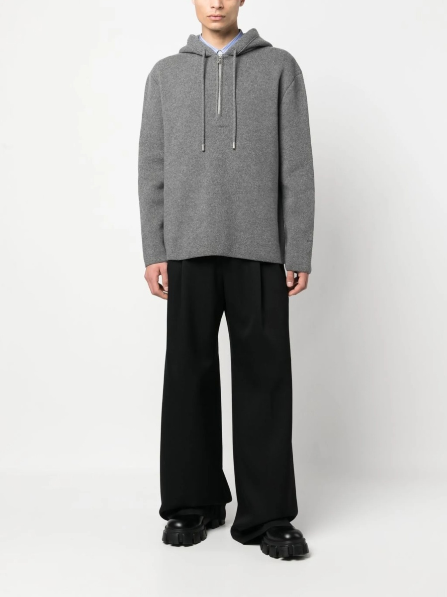 Pantaloni eleganti Lanvin negri din lana si corn - Img 2