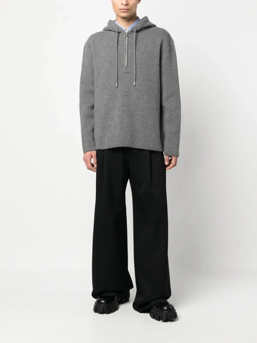 Pantaloni eleganti Lanvin negri din lana si corn - Img 2