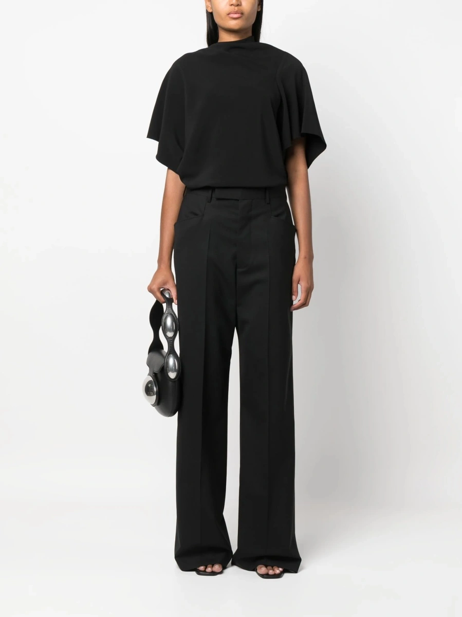 Pantaloni eleganti Rick Owens negri din lana si corn - Img 2