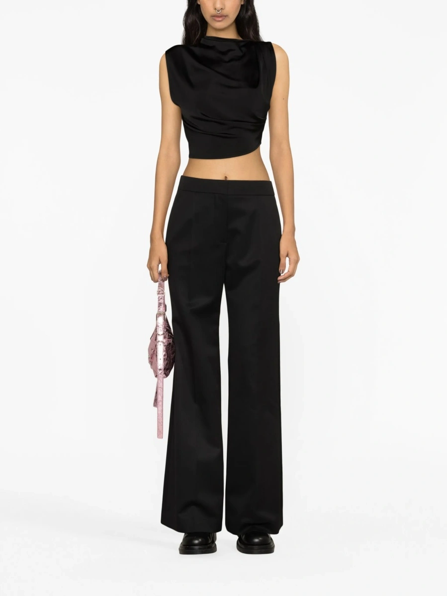 Pantaloni evazati Givenchy negri din mohair si lana - Img 2