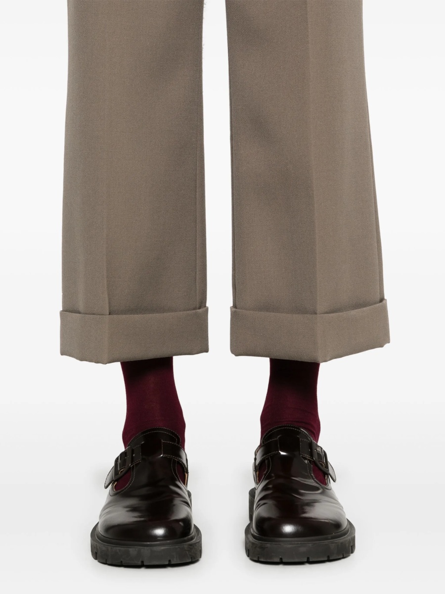 Pantaloni evazati Gucci maro din lana - Img 5