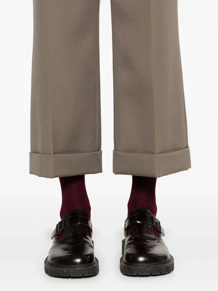 Pantaloni evazati Gucci maro din lana - Img 5