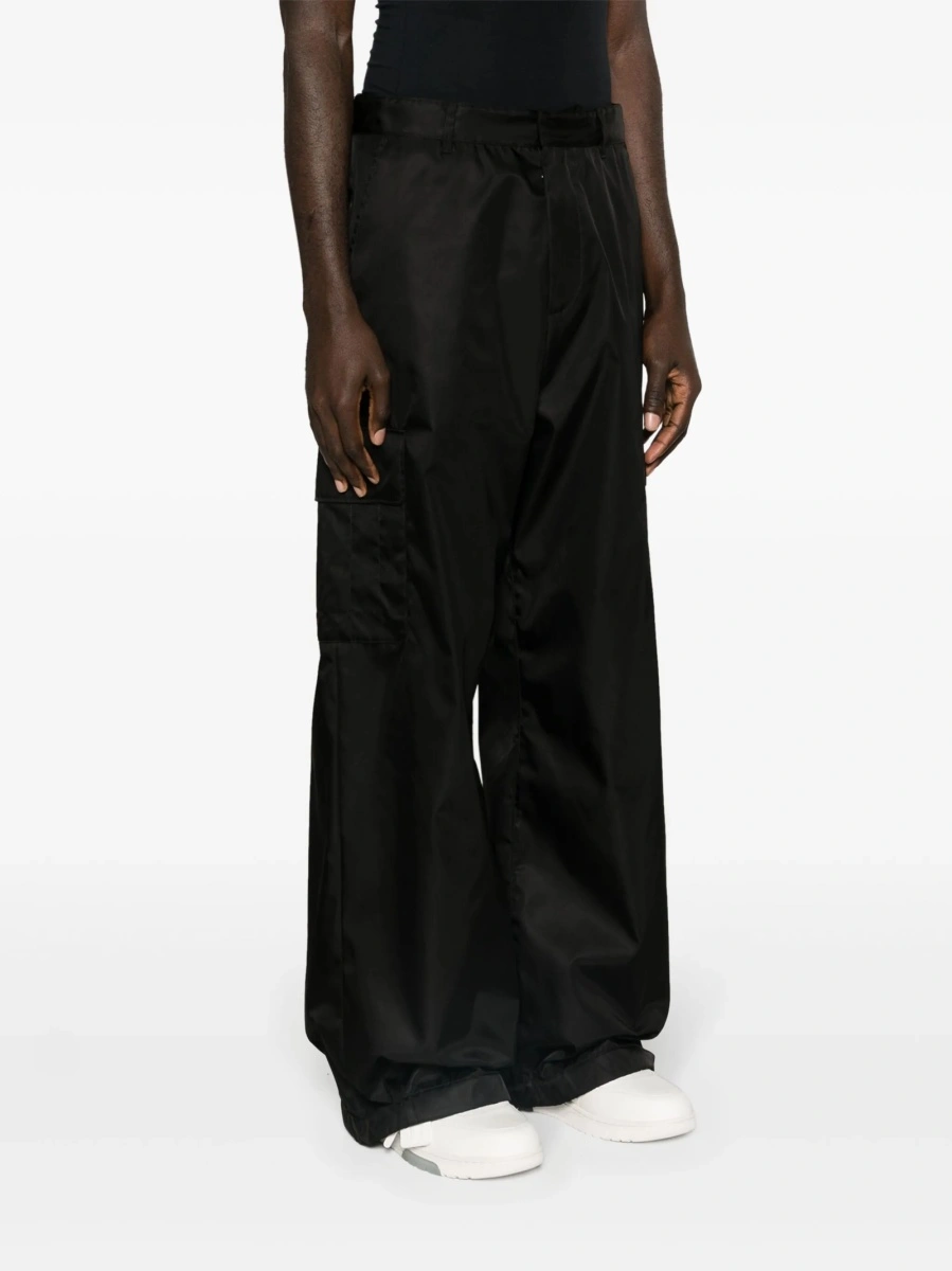 Pantaloni evazati Off-White negri din poliuretan si poliamida - Img 3