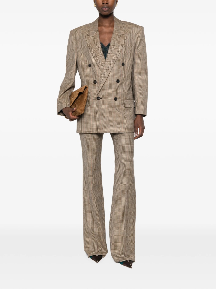 Pantaloni evazati Saint Laurent maro din lana - Img 2