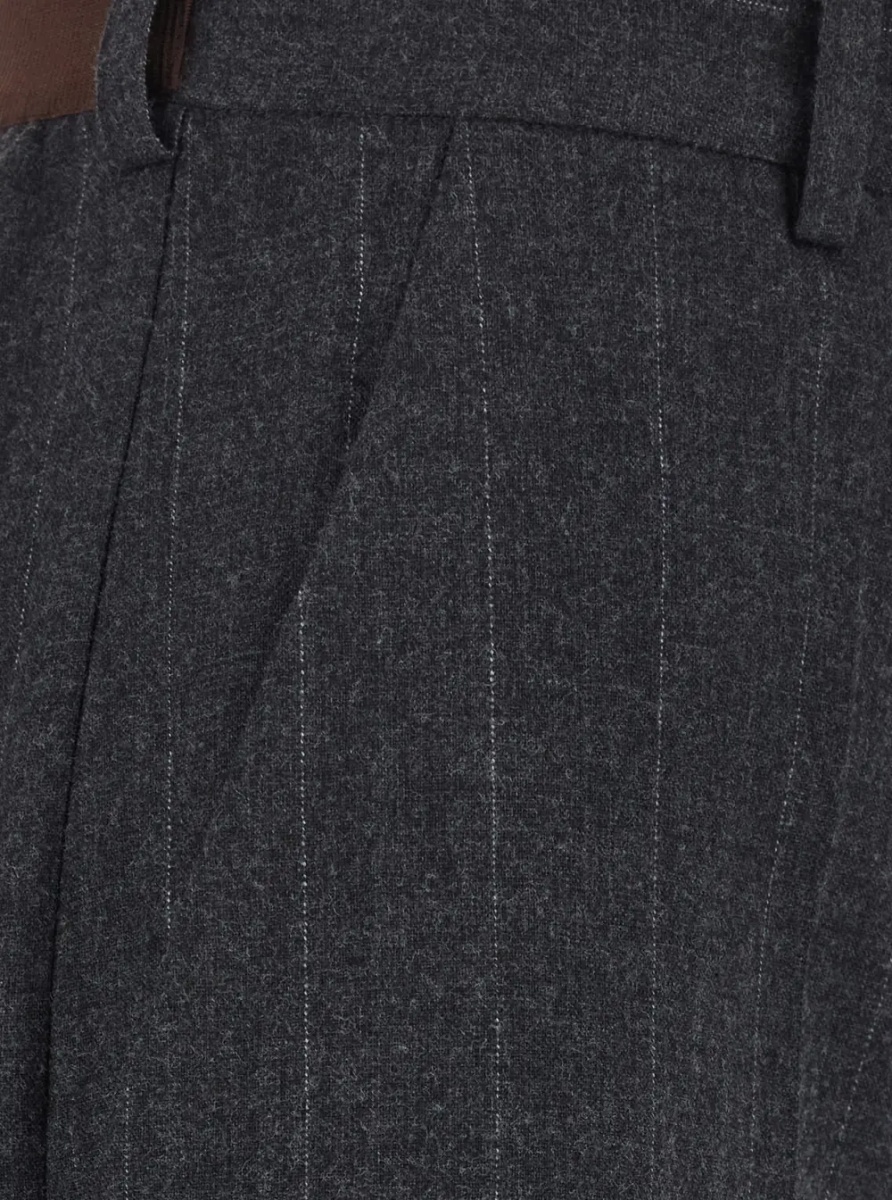 Pantaloni Gray Pants with Striped motif in Wool Blend for Women - Img 3