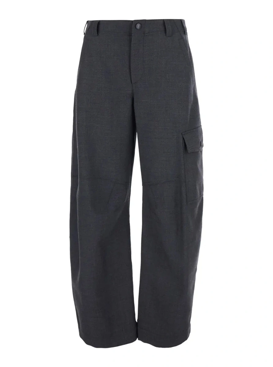 Pantaloni Grey Pants with one front patch flap pocket in wool for women - Img 3