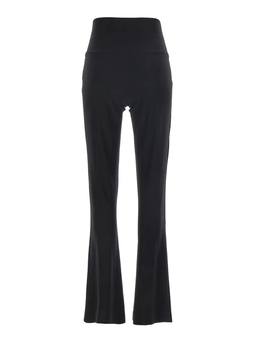 Pantaloni High-Waisted Boot Pants with Wide Leg in Black Tech Fabric for Women - Img 2