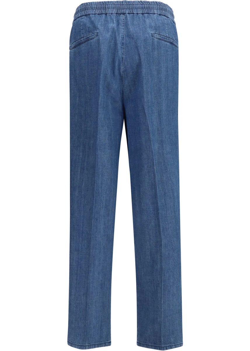 Pantaloni Lightweight denim Pants with drawstring and double pleats - Img 2
