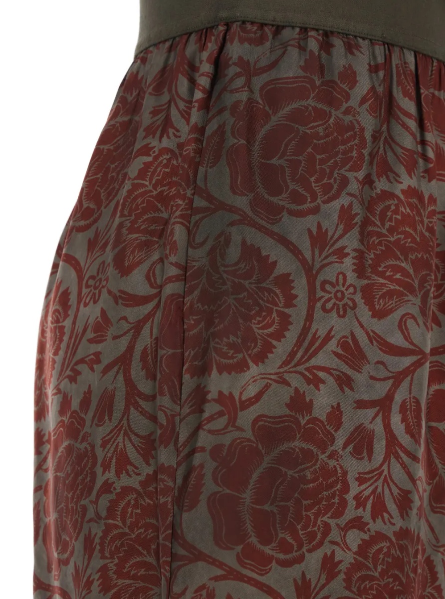 Pantaloni 'Pansy' Red Pants with Elastic Waist and All-Over Print in Cupro and Viscose Blend Women - Img 3