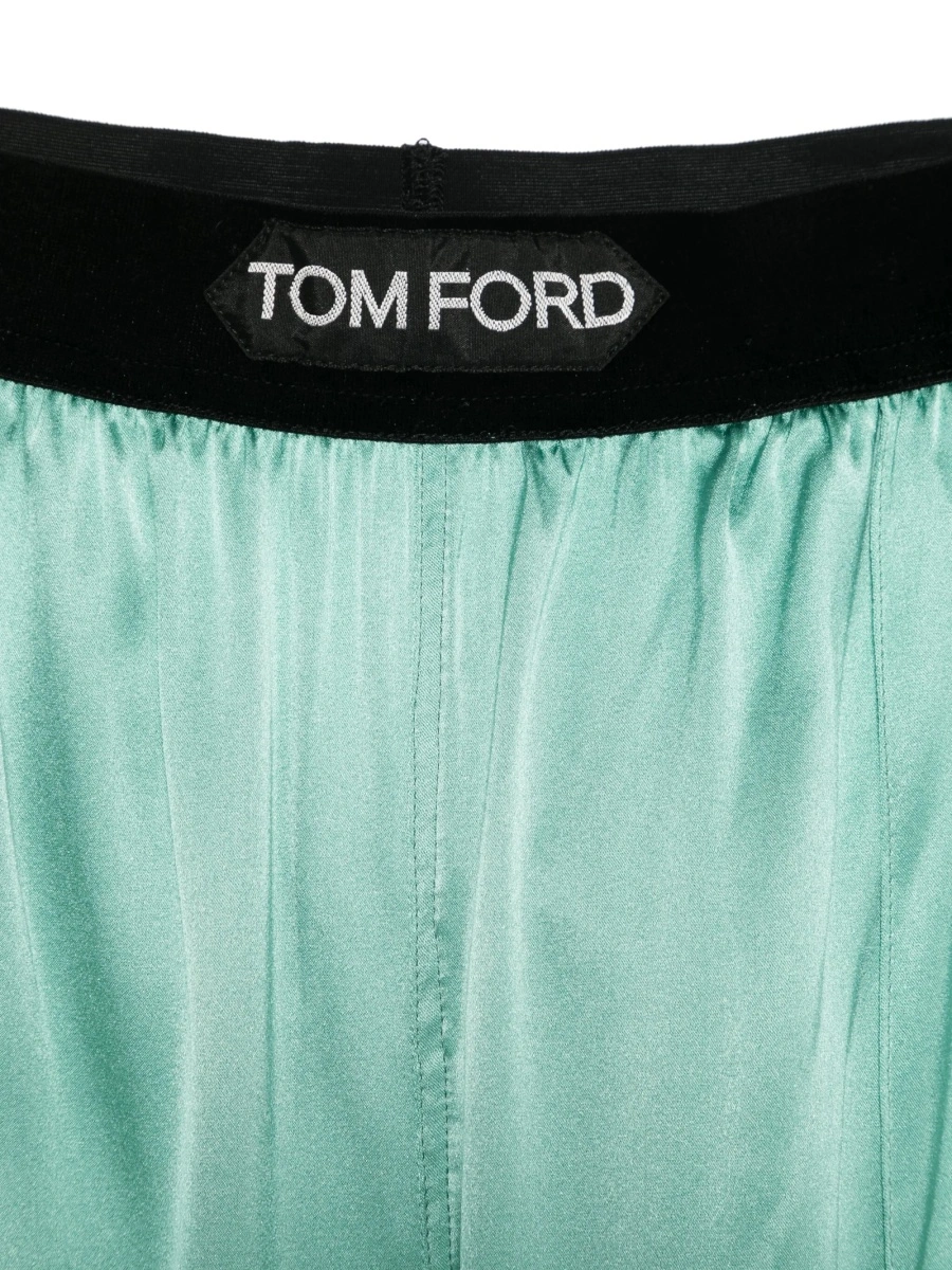 Pantaloni pijama Tom Ford verzi din matase si elastan - Img 3