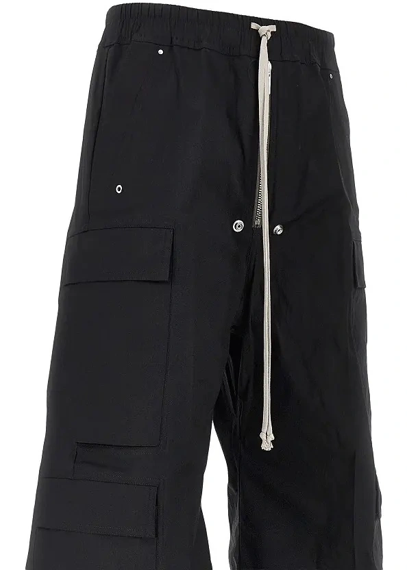 Pantaloni Rick Owens negri din bumbac 'Cargobelas' - Img 2