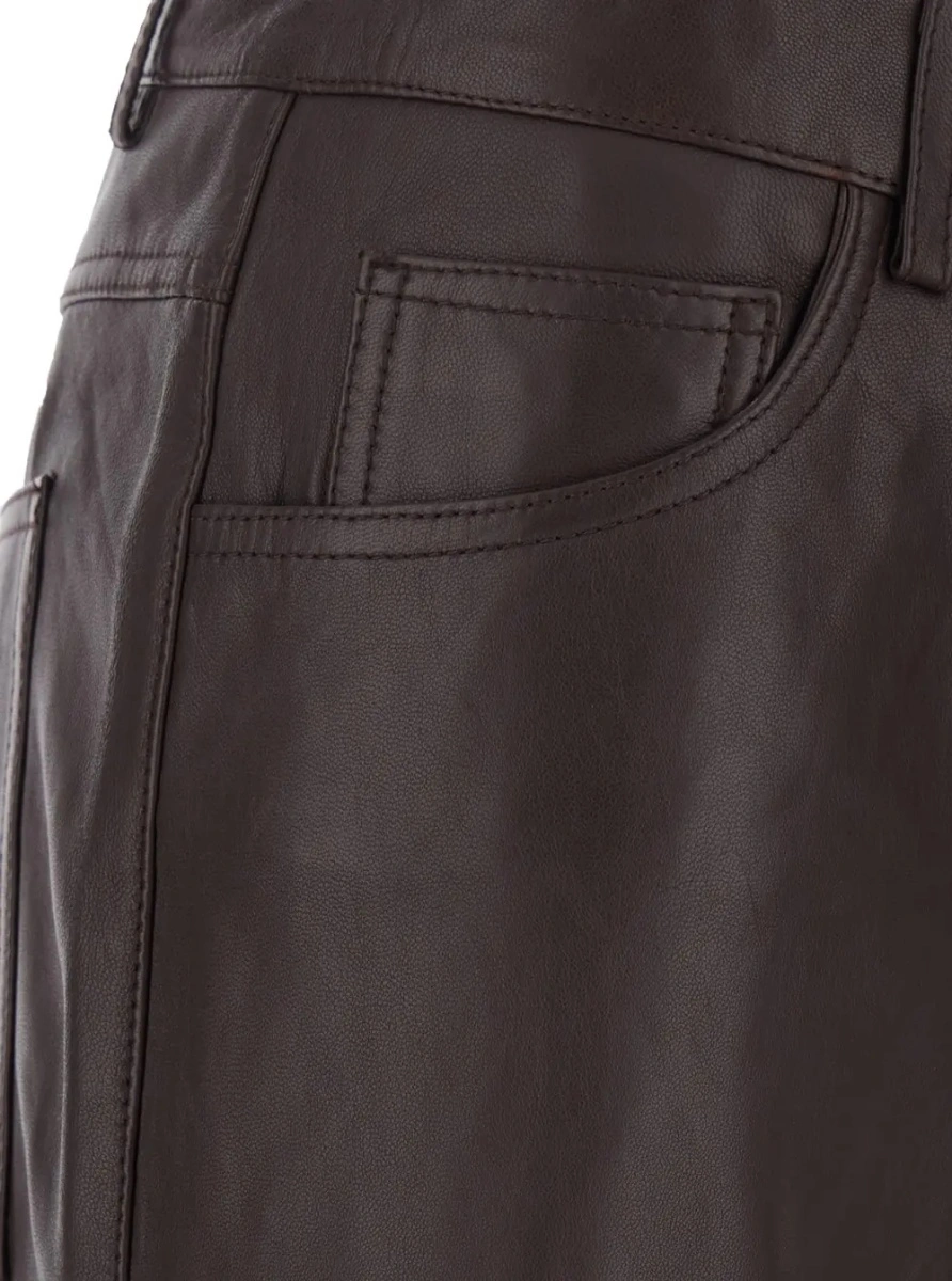 Pantaloni ROTATE Birger Christensen maro din piele - Img 3