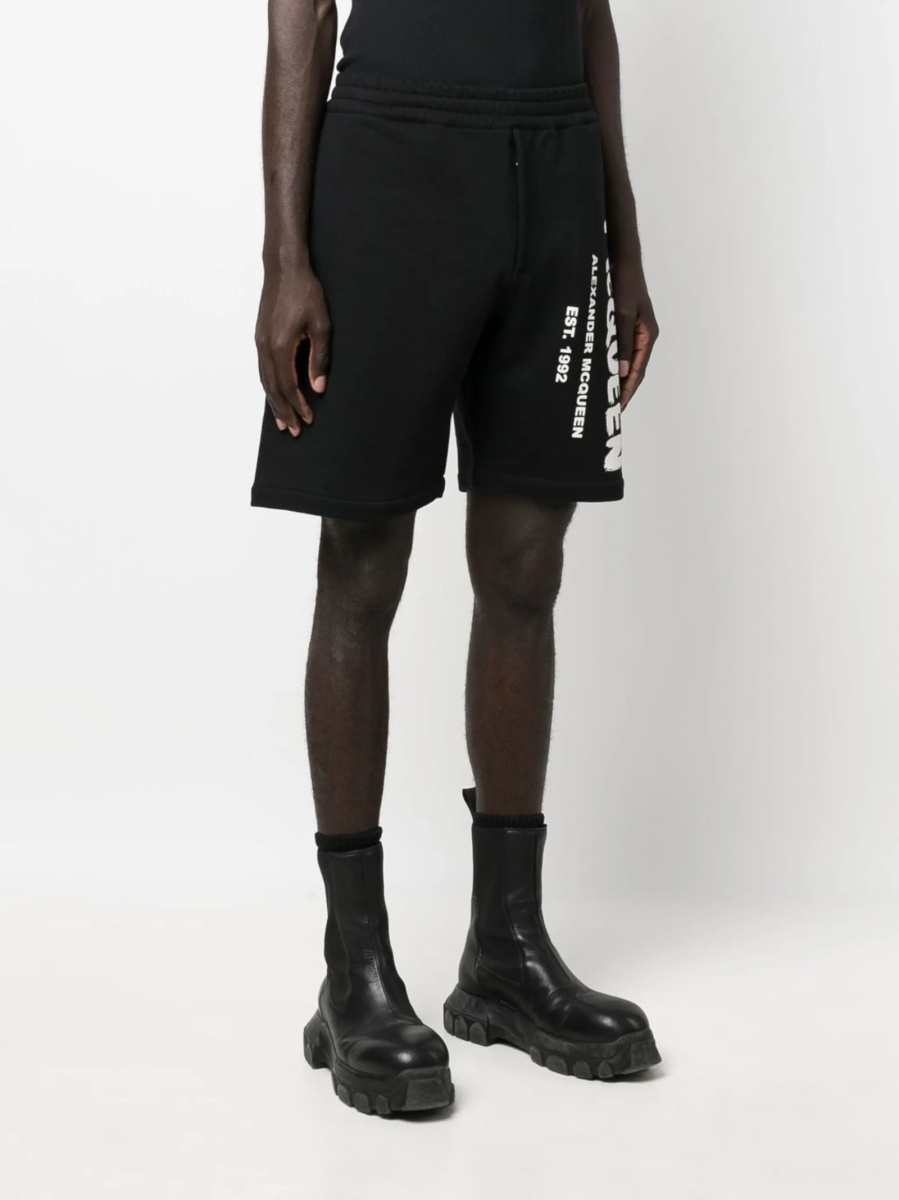 Pantaloni scurti Alexander McQueen negri din bumbac - Img 3