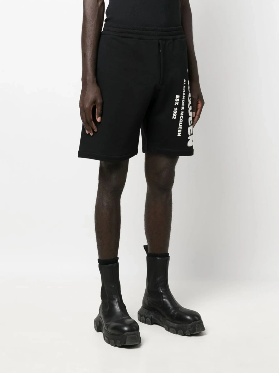 Pantaloni scurti Alexander McQueen negri din bumbac - Img 3