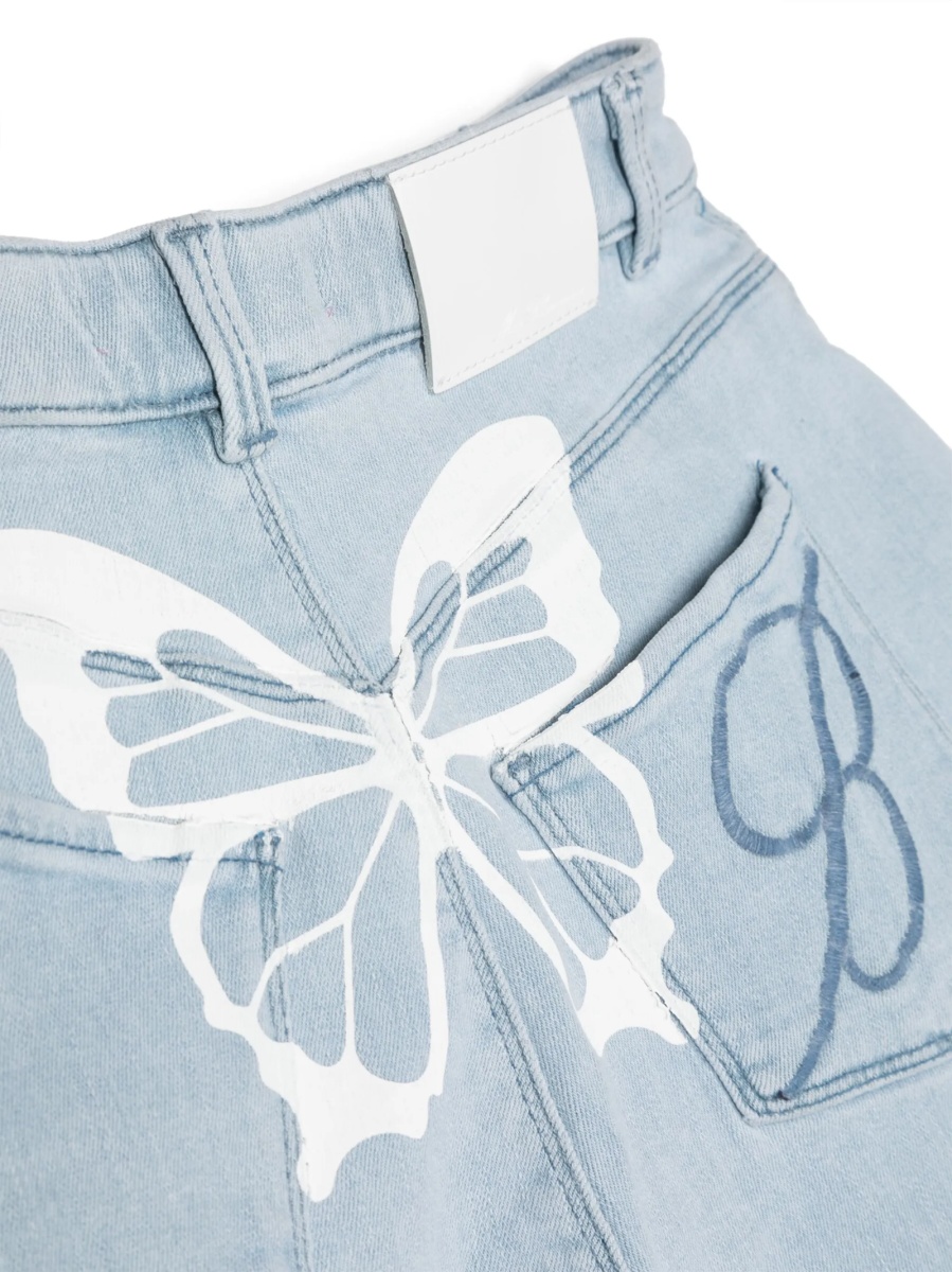 Pantaloni scurti Blumarine albastri din bumbac si spandex/elastan - Img 3