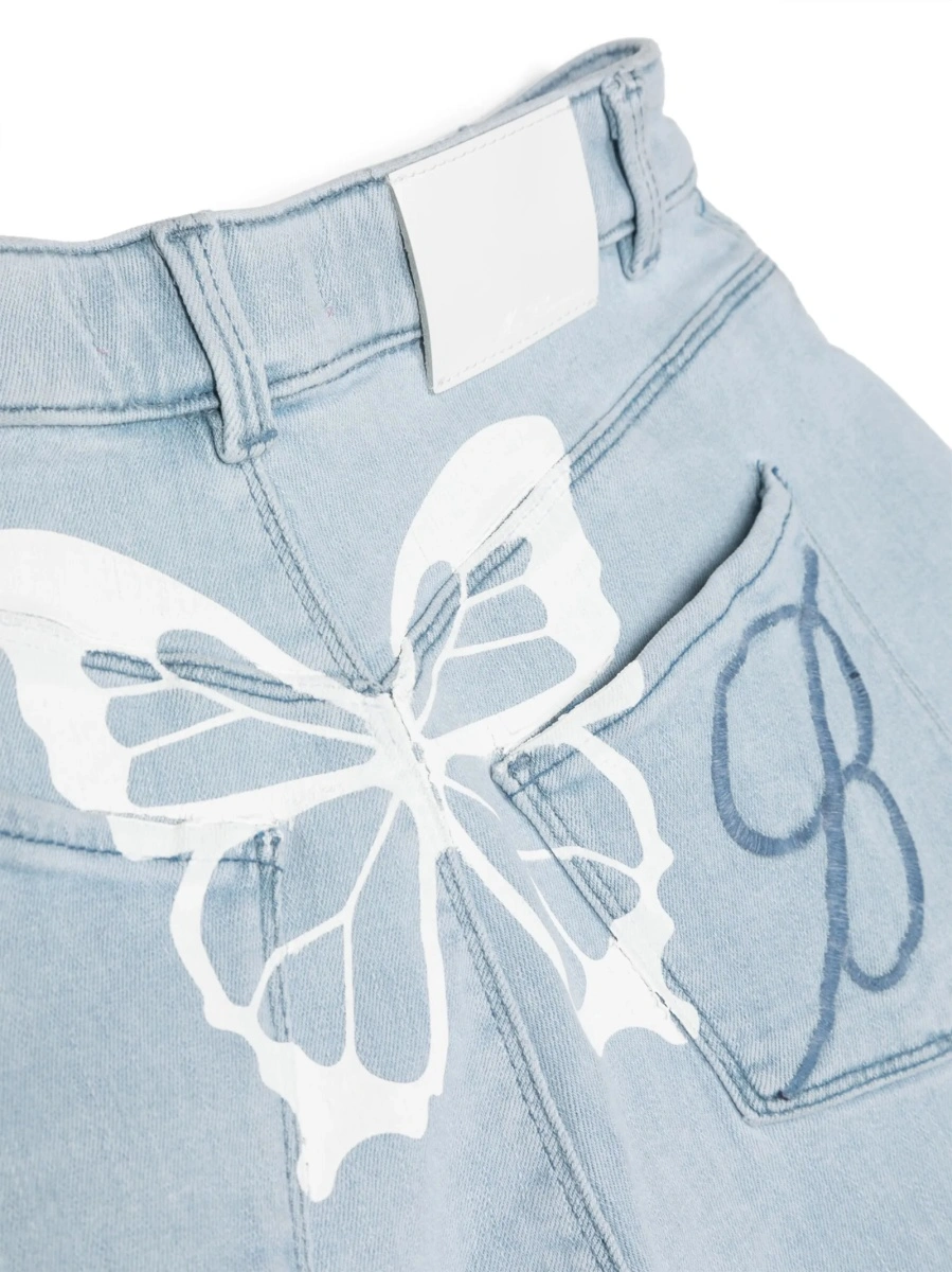 Pantaloni scurti Blumarine albastri din bumbac si spandex/elastan - Img 3