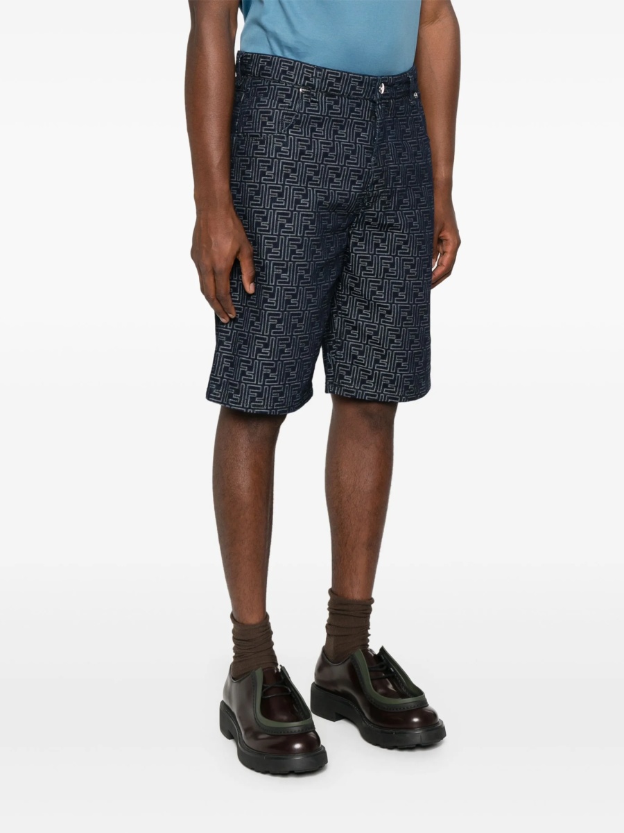 Pantaloni scurti Fendi albastri din bumbac - Img 3