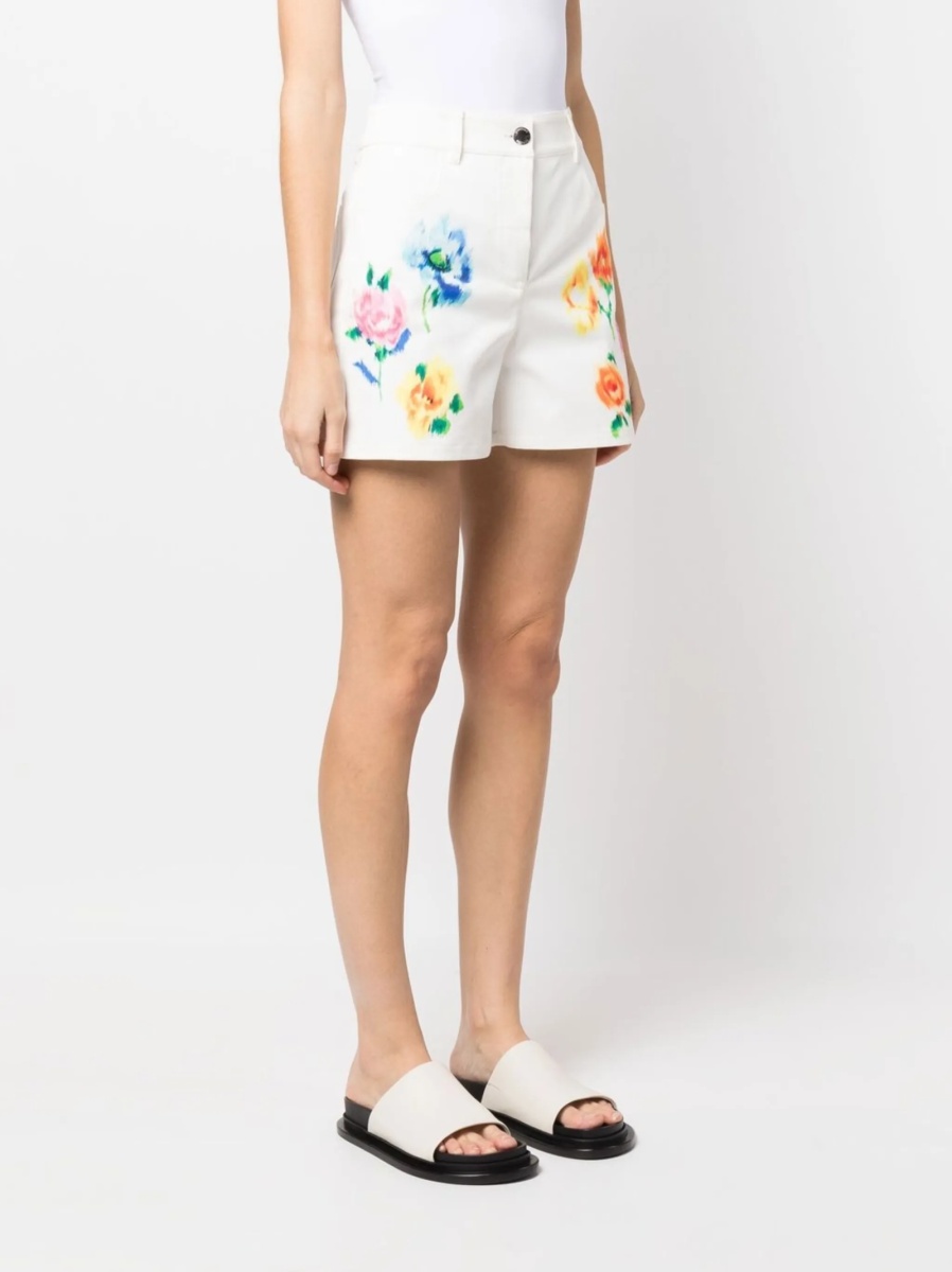 Pantaloni scurti LOVE Moschino albi din polyester si elastan - Img 3
