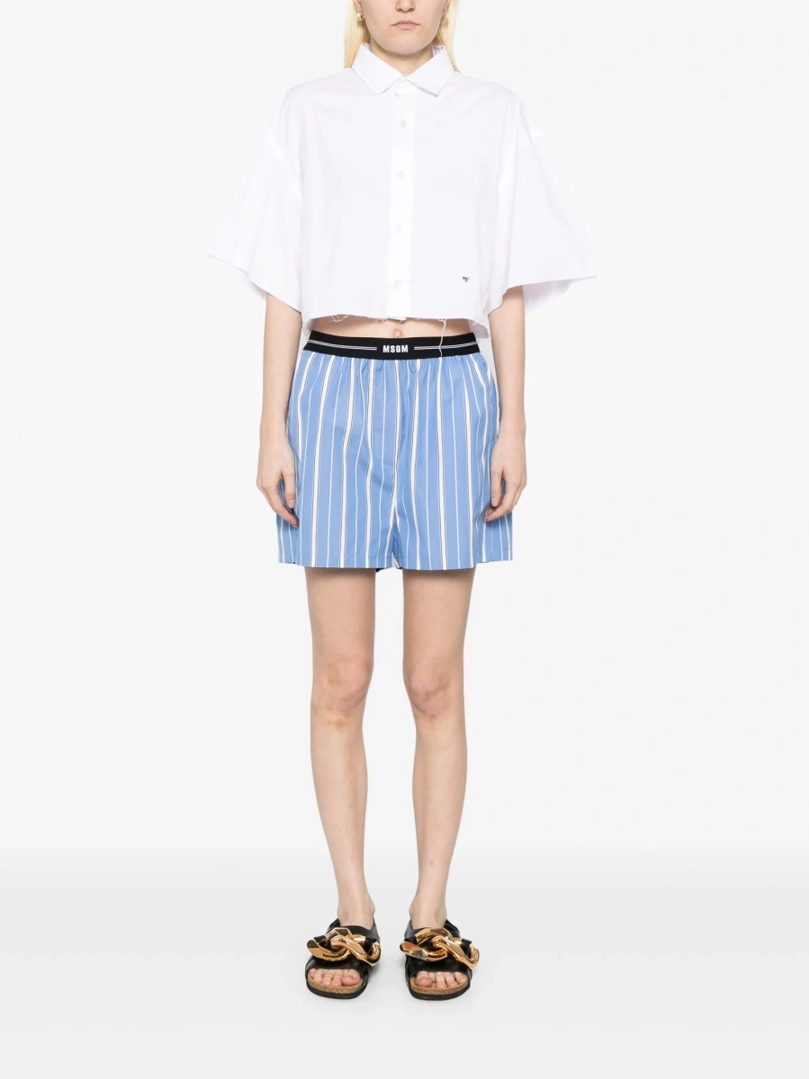 Pantaloni scurti MSGM albastri din bumbac - Img 2