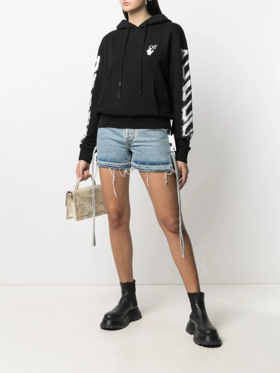 Pantaloni scurti Off-White albastri din bumbac - Img 2