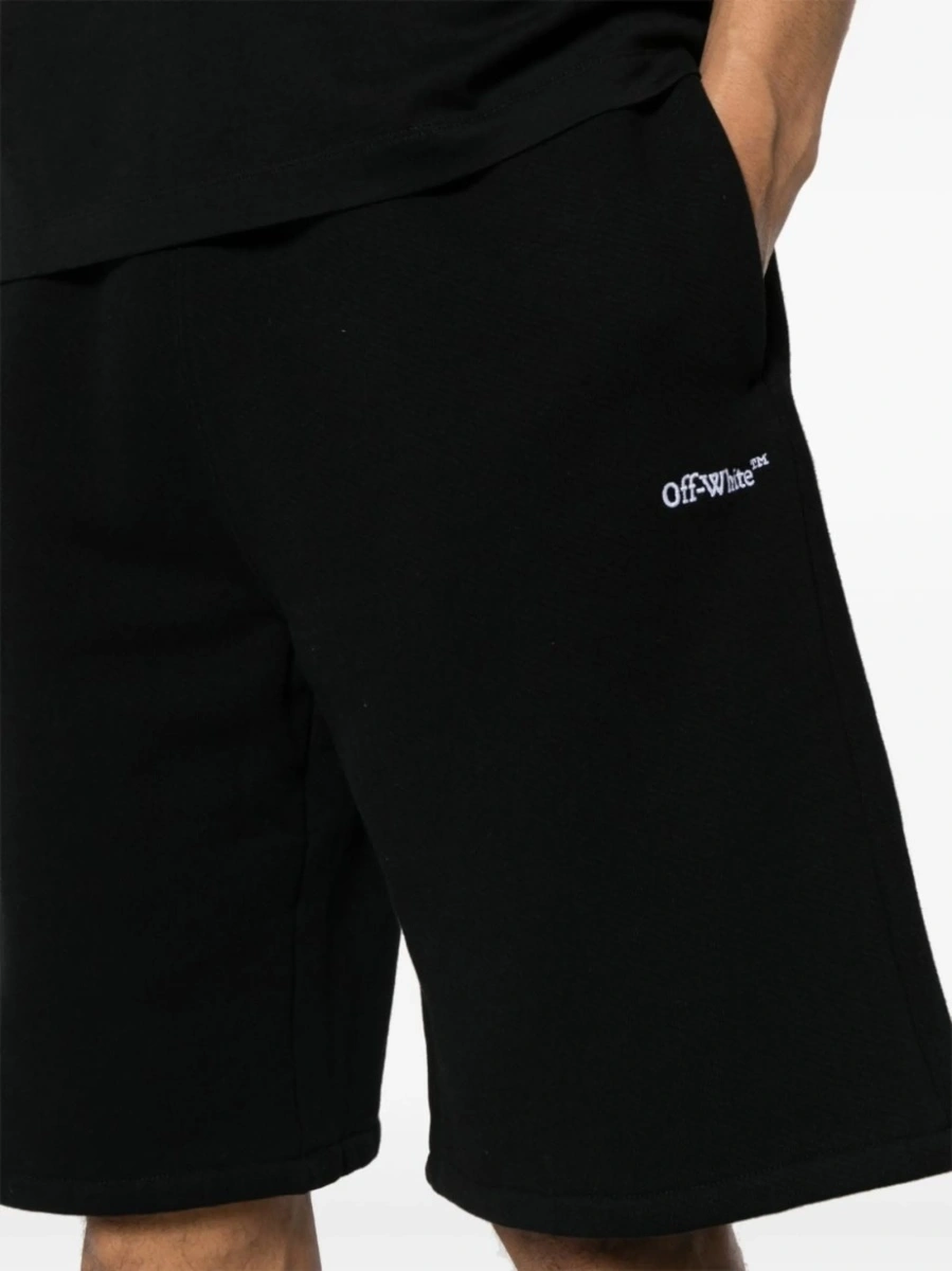 Pantaloni scurti Off-White negri din bumbac organic - Img 5