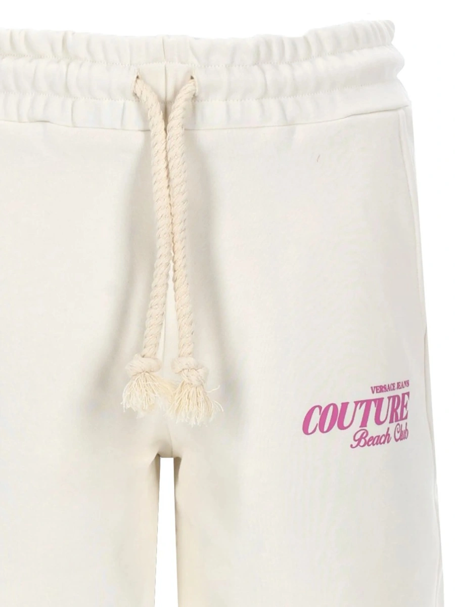 Pantaloni scurti Versace Jeans Couture albi din bumbac - Img 2