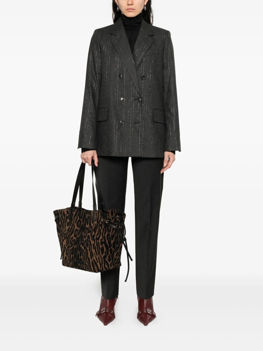 Pantaloni slim fit Alberta Ferretti gri din polyester si lana - Img 2