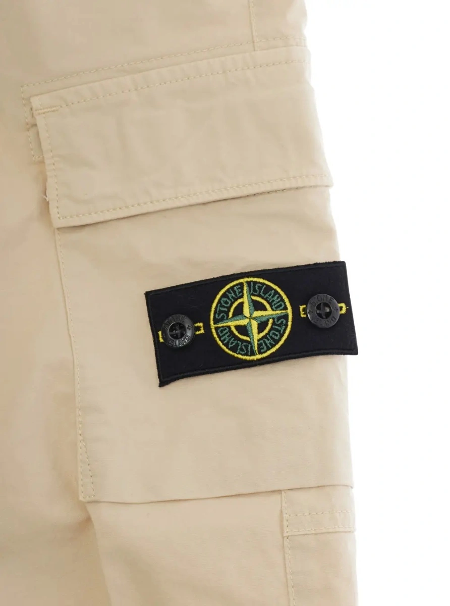 Pantaloni Stone Island bej din bumbac - Img 3