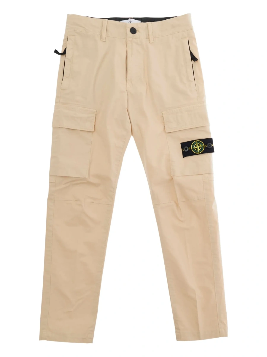 Pantaloni Stone Island bej din bumbac - Img 6
