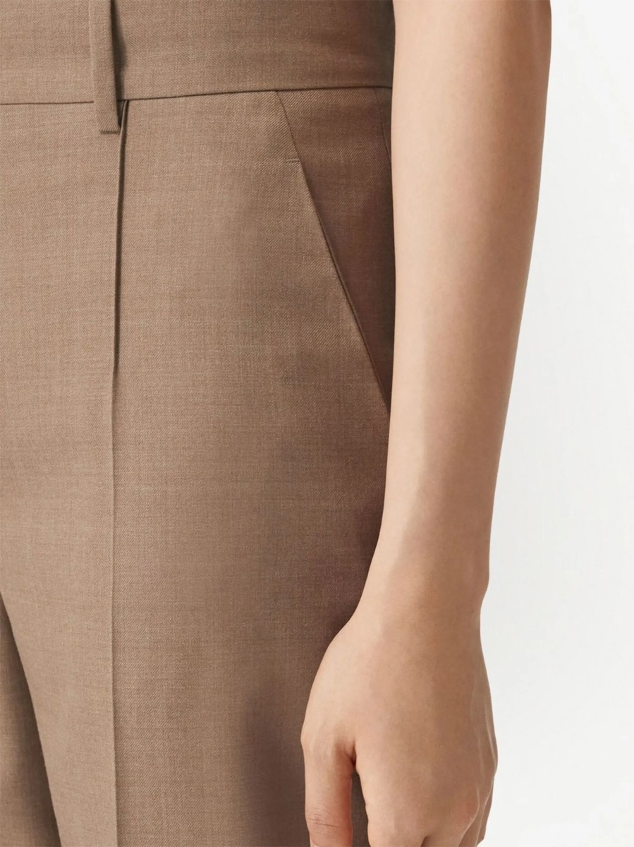 Pantaloni talie inalta Burberry neutri din lana - Img 5