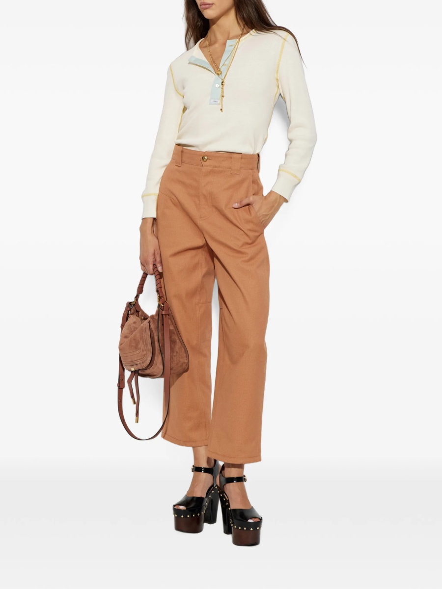 Pantaloni talie inalta Chloe roz - Img 2