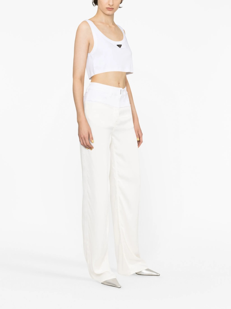 Pantaloni talie inalta Givenchy albi din vascoza si elastan - Img 3