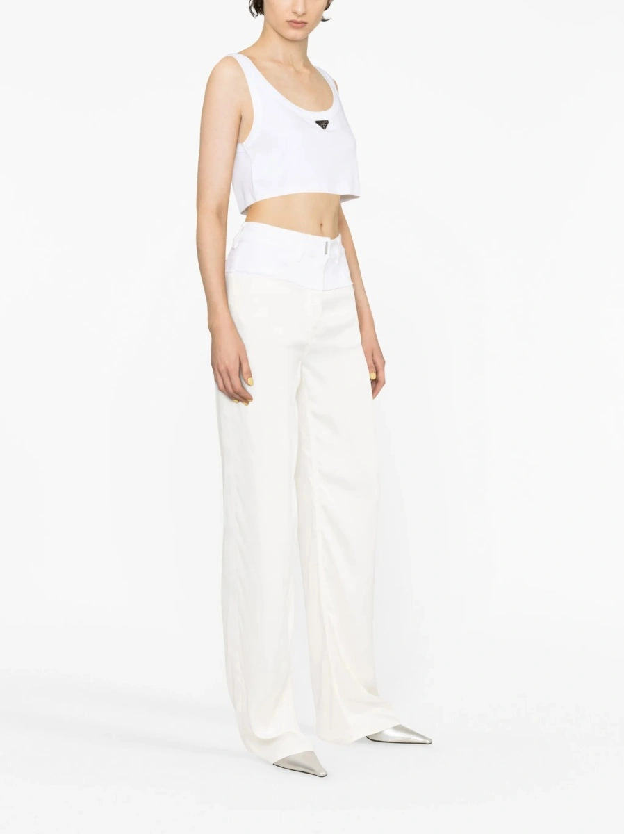Pantaloni talie inalta Givenchy albi din vascoza si elastan - Img 3
