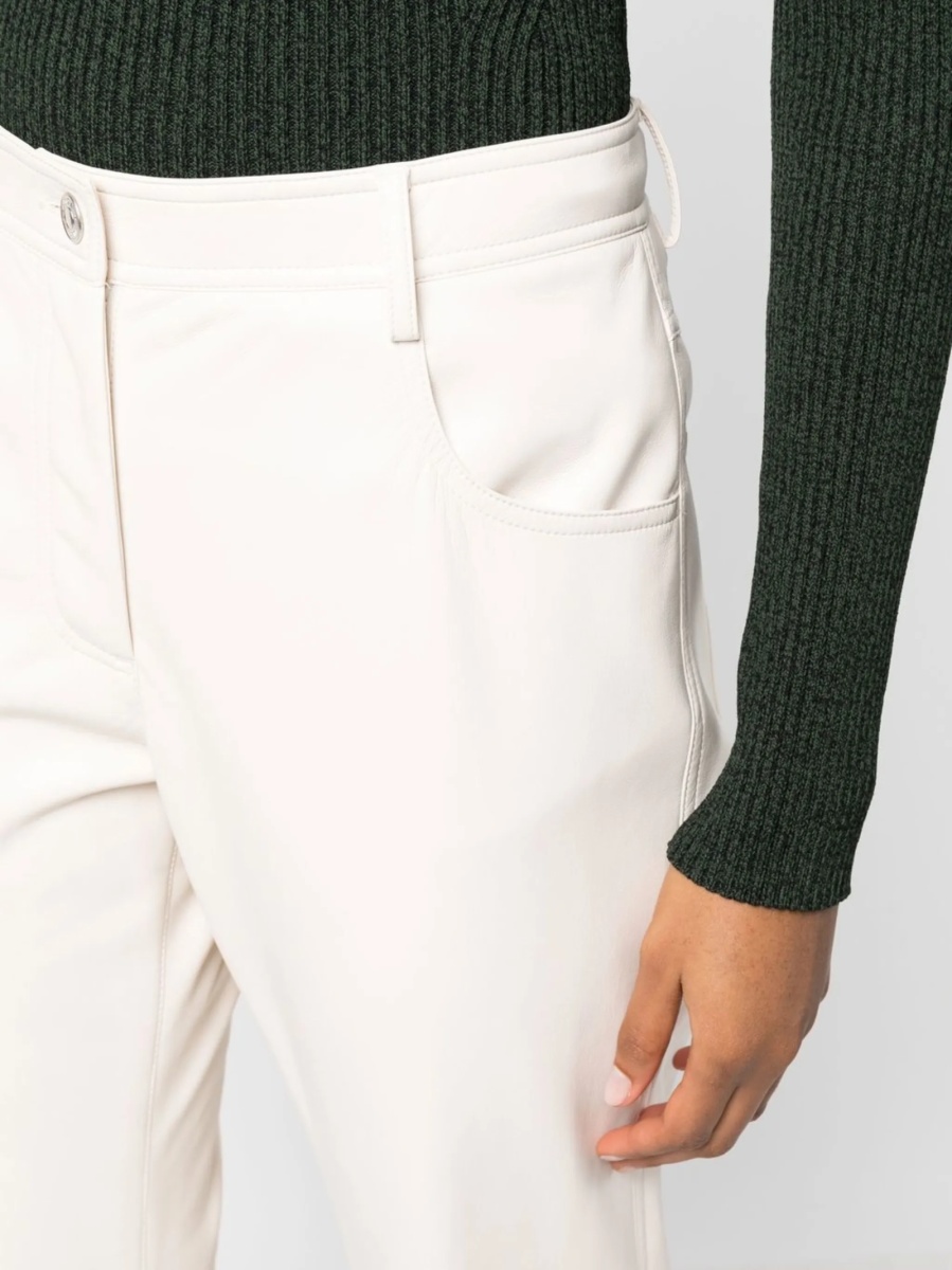 Pantaloni talie inalta MSGM neutri din polyester - Img 5