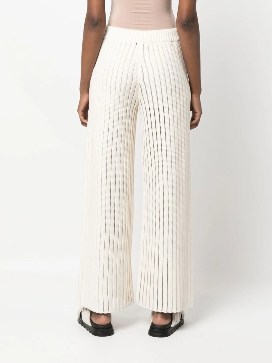 Pantaloni tricotati Fabiana Filippi albi din bumbac si nylon - Img 4